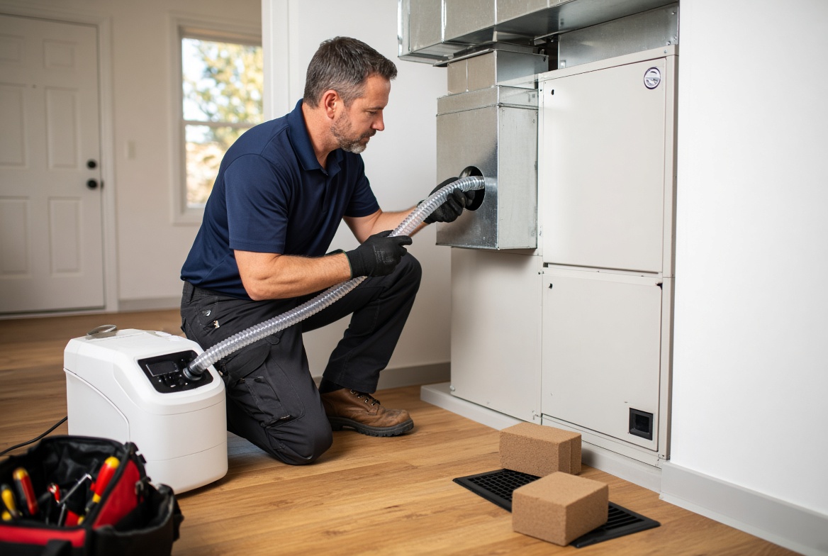 Supply vents temporarily blocked before a leakage test
